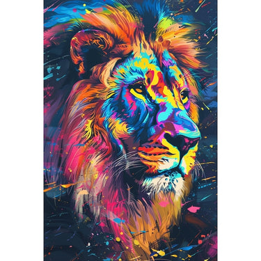 Multicolored Lion Canvas
